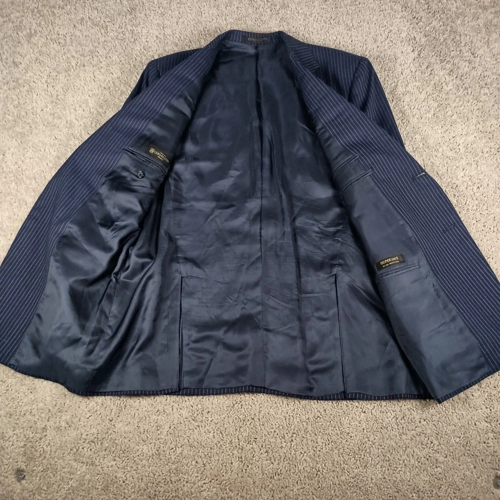 CORNELIANI Mantua Suit Super 130's 42R 36W Virgin Wool Navy Blue Pinstripe - Picture 3 of 16